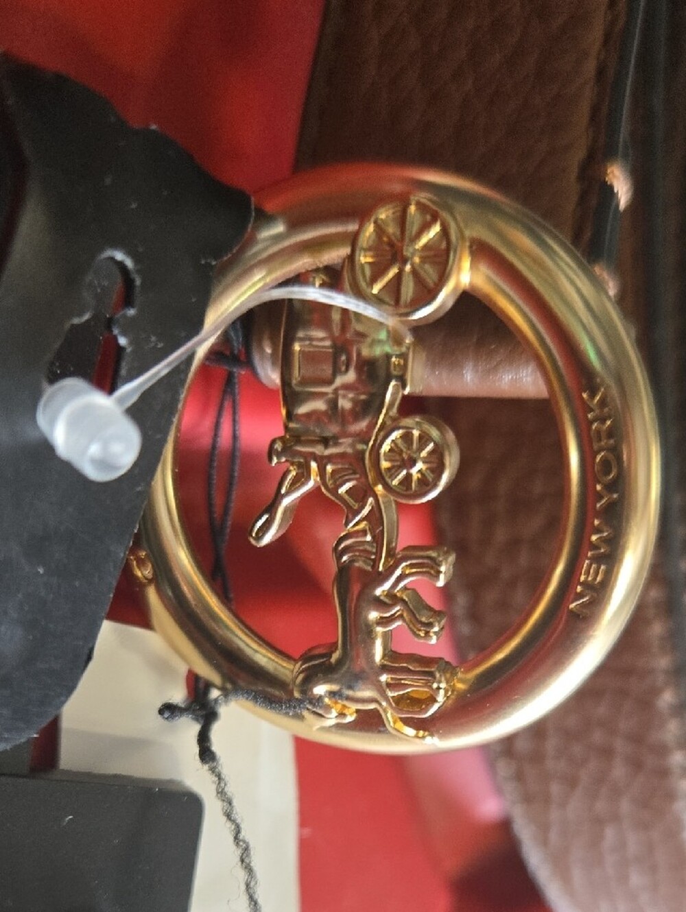 COACH Brown Leather Belt with Gold Horsebit Buckle. Size MEDIUM - Picture 3 of 4